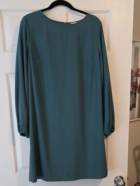 A New Day | Teal Long-Sleeve Shift Dress - Women
